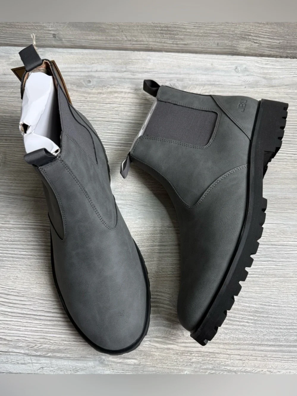 JBU Kai Men's Gray Chelsea Boots classic slip on style water resistant size 13